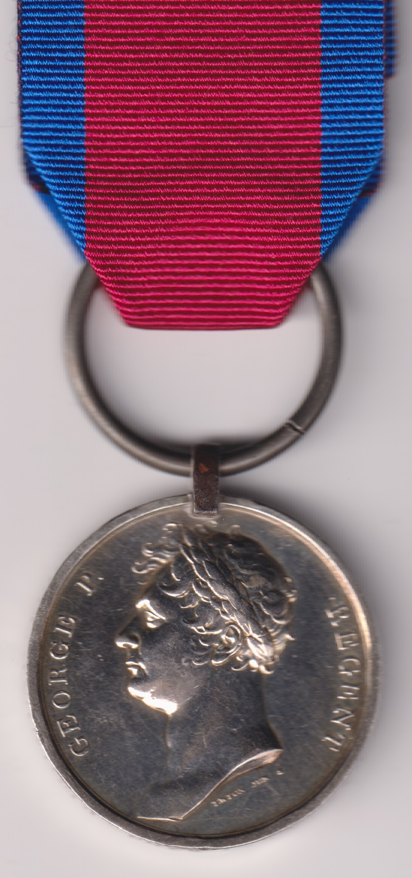 Waterloo Medal 1815 With original steel clip and contemporary ring suspension. John Ramsden, 32nd Foot. VF/GVF
