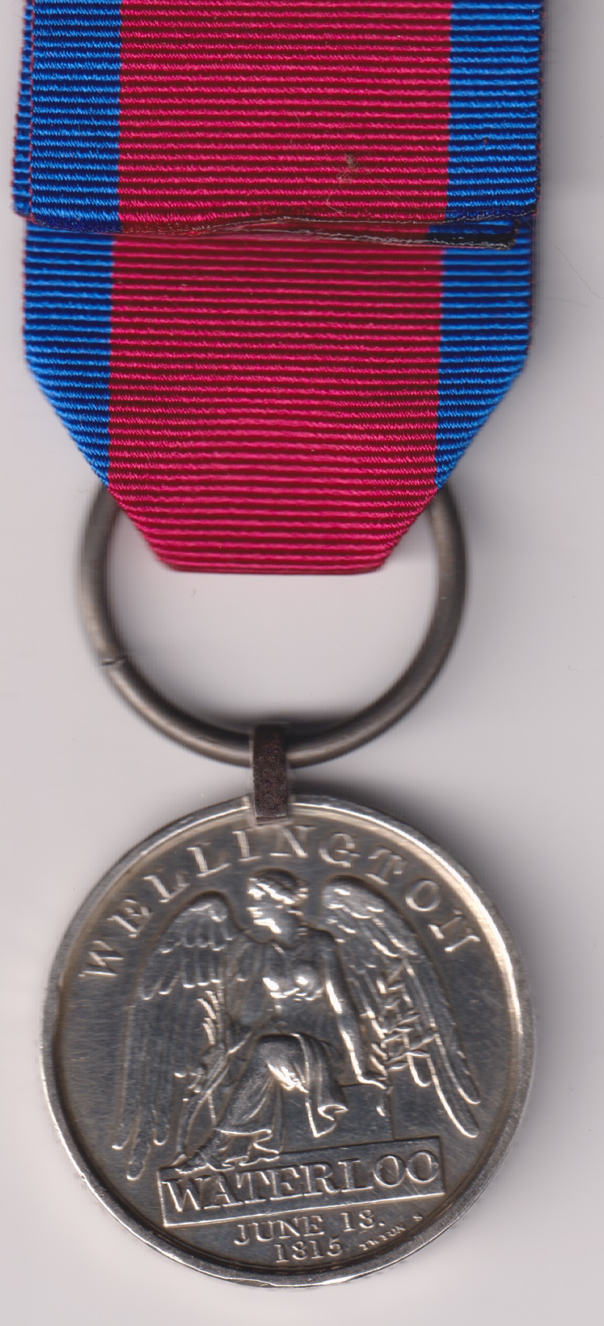 Waterloo Medal 1815 With original steel clip and contemporary ring suspension. John Ramsden, 32nd Foot. VF/GVF - Image 2
