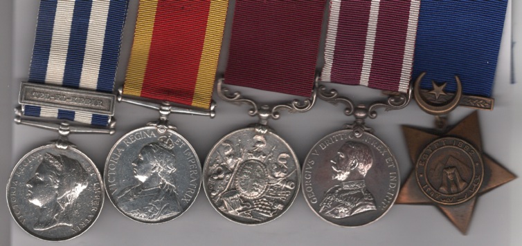 Egypt Medal 1882-1889 (Dated 1882), 1 clasp, Tel-El-Kebir (12260. Gunr. T. Morgan. I/2 Bde. R.A.); China War Medal 1900 no clasp (12260 Staff Sergt. Farrier T. Morgan B By. R.H.A.); F.A); Army Long Service and Good Conduct Medal Victoria issue, 3rd type 1874-1901, swiveling scroll suspension with smaller reverse lettering (12260. St: S: Farr: T. Morgan) (unit indistinct) Army Meritorious Service Medal, G.V.R., 1st issue (49407 Far: Q.M. Sjt. T. Morgan. R.F.A.); Khedive’s Star, dated 1882. 12260 Farrier Quartermaster-Sergeant T. Morgan, Royal Artillery. Fine to EF