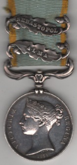 Crimea War Medal 1854-1856, officially impressed 2 clasps, Alma, Sebastopol, J. Dickson. Gr. Royal Horse Artillery  Fine/NVF