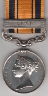 South Africa 1877-79, 1 clasp, 1878, Gunner  A. Pentz. P.A.O. Cape Volunteer Artillery.  Official correction to P.A. of P.A.O. VF/GVF