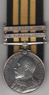 Africa General Service 1902-56, 2 clasps, N. Nigeria 1904, N. Nigeria 1903 (a tailor’s copy) 2276 Private Adamu Nasarawa, Northern Nigeria Regiment.  GVF/EF