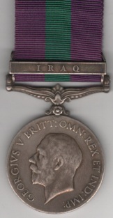 General Service 1918-62, 1 clasp, Iraq 3994 Sowar Muzammal Din 10-Lancers.   VF