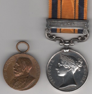 South Africa 1877-79, 1 clasp, 1879. 11/588 Private F. Watt. 2/4th Foot,  EF