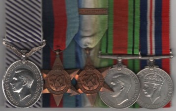 Distinguished Flying Medal, G.VI.R. (530777 Sgt. E. E. Matty, R.A.F.); 1939-45 Star; Atlantic Star, clasp, France and Germany; Defence Medal, War Medal. Sergeant E. E. Matty, Royal Air Force. GVF