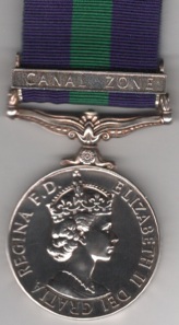 General Service 1918-62, 6th issue Elizabeth II DEI GRATIA: 1 clasp, Canal Zone.  22503685 Private B Andrews Bedfordshire and Hertfordshire Regiment. Laser engraved naming, in named card box of issue. EF