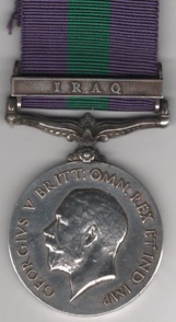 General Service Medal 1918-1962, 1st issue George V coinage head, 1 clasp, Iraq. Private C. E. Bartlett Royal Army Ordnance Corps. EF