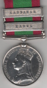 Afghanistan, 1878-80, 2 clasps, Kabul, Kandahar. 1309. Pte. J. Marshfield. 9th Lancers. official correction to third digit in service number. VF/GVF