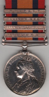 Queen’s South Africa, 1899-1902, 4 clasps, Talana, Defence of Ladysmith, Laing’s Nek, Belfast. 3569 Corporal. H.E. Holt, 1: Leicestershire Regiment. EF