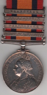 Queen’s South Africa, 1899-1902, 4 clasps, Relief of Kimberley, Paardeberg, Driefontein, Transvaal. 4184 Pte J. Alderman, Oxford Light Infantry VF