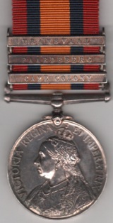 Queen's South Africa Medal 1899-1902, 3 clasps, Cape Colony, Paardeberg, Transvaal. 2824 Pte. F. Mc’Neil, 2 Seaforth Highlanders. EF