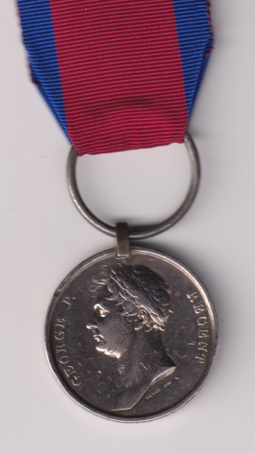 Waterloo Medal 1815, with original steel clip and ring suspension, Peter McLeggan 92nd Highlanders. NVF