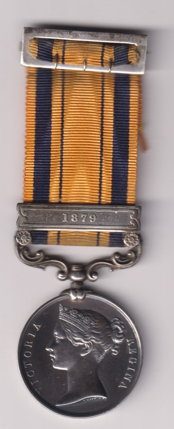 South Africa 1877-79, 1 clasp, 1879. 350. Pte. R. Smith. 2/4th Foot. Fitted with silver ribbon buckle. GVF