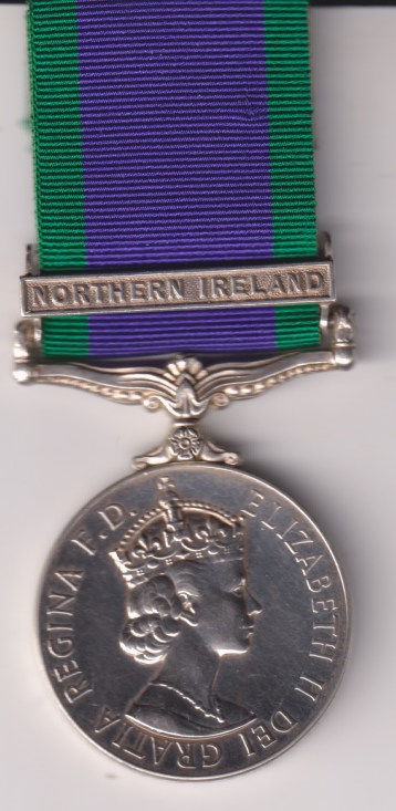 Campaign Service Medal 1962-2003,1 clasp, Northern Ireland, 24329569 Rifleman P.J.Carr Royal Green Jacket. EF