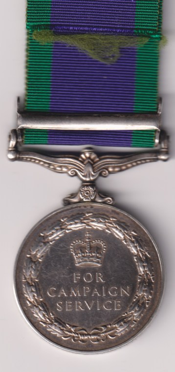 Campaign Service Medal 1962-2003, 2 clasps, Malay Penninsula, Borneo, 23882684 Rifleman T. Southerne 2. Green Jackets. Some score marks to the edge, one or two edge bruises VF