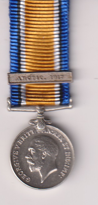 British War Medal, fixed suspender, 1 clasp,  Arctic 1917, contemporary. EF