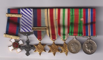 Distinguished Service Order, Distinguished Flying Cross, 1939-45, clasp Battle of Britain, Africa Star, Italy Star, Defence Medal, War Medal, swing mounted for wear EF