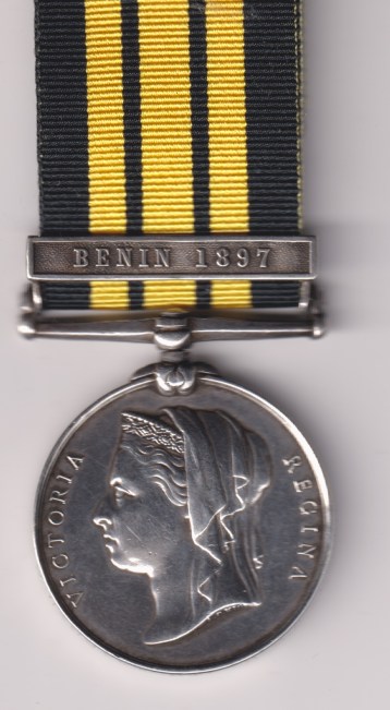 East and West Africa Medal 1887-1900, 1 clasp, Benin 1897. Private W. Hammant, Royal Marines H.M.S. Alecto.  VF