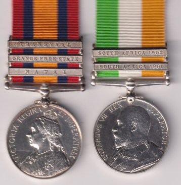 Queen's South Africa Medal 1899-1902, ghost dates to reverse, 3 clasps, Natal, Orange Free State, Transvaal. King's South Africa Medal 1901-1902, 2 clasps South Africa 1901, South Africa 1902, (256 S.Q.M.S. R. Scott A.P.C.) 256 Squadron Quartermaster Sergeant R. Scott, Army Pay Corps.