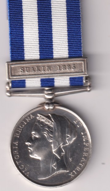 Egypt Medal 1882-1889 (Undated), 1 clasp, Suakin 1885. 1428 Private F. Norvale, 1/Coldstream Guards. Choice EF
