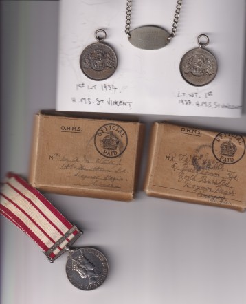 White Family Medals. First Group: 1939-45 Star, Atlantic Star, War Medal, with condolence slip. Naval Airman J.W. White, Mint + Second Group : 1939-45-star, Atlantic Star, with France and Germany Clasp, War Medal,  in Navy box of issue addressed to JX 334367 Mr T.W.R. White, Bucksham Avenue, North Berstead Bognor Regis.Third Group:  Naval General Service Medal 1915-1962, 5th issue Elizabeth II DEI GRATIA, 1 clasp Near East, P/JX 912951 Leading Seaman A.P. White Royal Navy, in box of issue complete with certificate of service in its original blue cover :