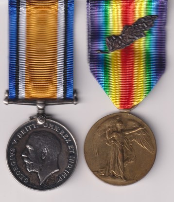 British War Medal and Victory Medal with M.I.D oakleaf  (32586. Cpl. W. Ratcliffe. R.A.F.) Corporal Mechanic W. Ratcliffe Royal Air Force.  
