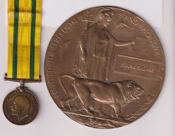 Territorial Force War Medal (657 Pte. F.Shears Hamps R) Memorial Plaque (Frank Shears) 657/355354 Private F.Shears Hampshire Regiment.