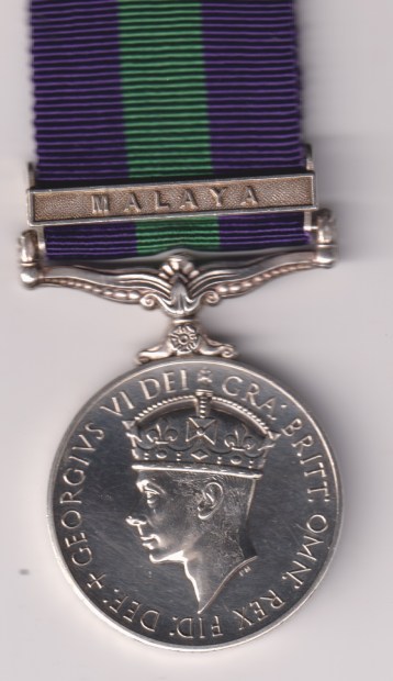 General Service Medal 1918-1962, 3rd issue George V1 FID DEF: 1 clasp Malaya. 22383113 Private N. Ryder King's Own Yorkshire Light Infantry. EF