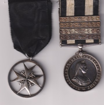 Order of St. John of Jerusalem, Serving brother, skeletal type, in silver, Service Medal of The Order of St. John, with 4 additional bars on the ribbon,  5338 Private Kinnerley Creswell Division 5 District S.J.A.B. 1926.   EF