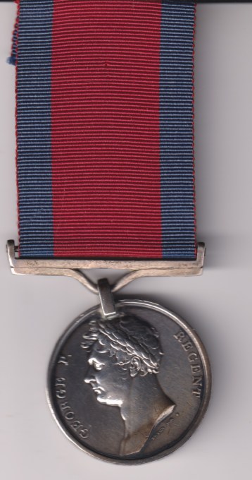 Waterloo Medal 1815,  with slotted silver suspension bar, Corporal Henry Aspden Royal Foot Artillery. Pleasing VF