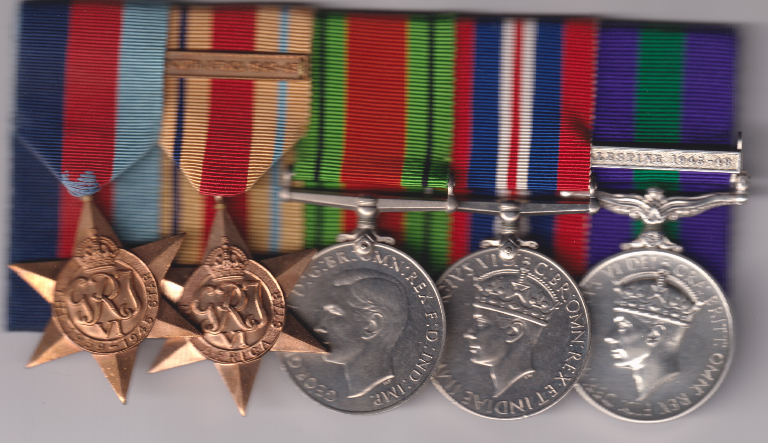 1939-45 Star; Africa Star, clasp, North Africa 1942-43; Defence Medal War Medal, General Service 1918-62, 1 clasp, Palestine 1945-48 (Wg. Cdr. W. L. Bateman. R.A.F.) Wing Commander W. L. Bateman, Royal Air Force. NEF
