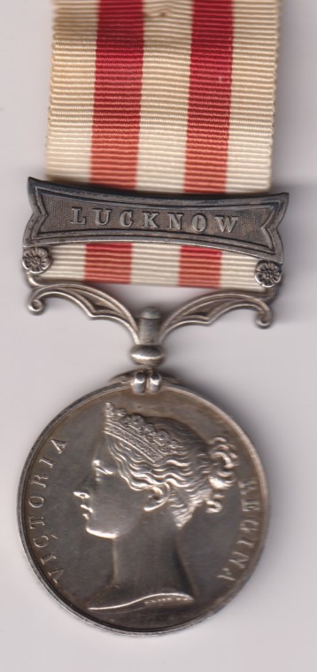 Indian Mutiny Medal 1857-1858, 1 clasp Lucknow, Thomas Daniel Leek 7th Hussars.  EF