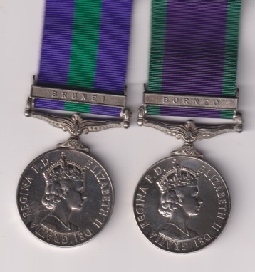 General Service Medal 1918-1962, 6th issue Elizabeth II DEI GRATIA: 1 clasp Brunei, (754 Cpl. Mohd Yusof Sabah Police) Campaign Service Medal 1962-2003, 1 clasp Borneo (754 Cpl. Mohd Yusof Sabah Police) 754 Corporal Mohd Yusof Sabah Police.   EF