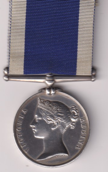 Navy Long Service and Good Conduct Medal, Victorian narrow suspender, 21 years on edge engraved naming 1875-1877. Bosun's Mate , Richard Puckey H.M.S. Galatea.  VF/GVF