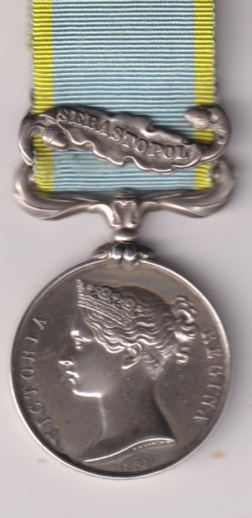 Crimea War Medal 1854-1856, officially impressed, 1 clasp, Sebastopo, Gunner & Driver G. Rutty Royal Artillery. GVF