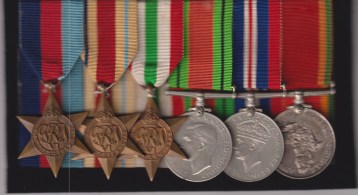 1939-45 Star, Africa star, Italy Star, Defence Medal, War Medal, Africa Service Medal 1939-1945 S.R. 597815 P.S. Venturas South Africa Armoured Cars Regiment and 6th South African Armoured Division. GVF