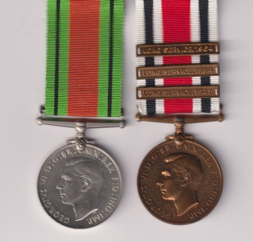 Defence Medal, Special Constabulary Long Service Medal 1919, George VI issue, 1st type, 3 clasps, Long Service, 1945, Long Service, 1954, Long Service, 1964. William M. Shorto.  GVF