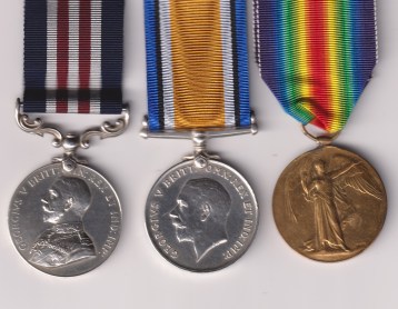 Military Medal, G.V.R,(1388 Pte. S.G. Watson 8/York R) British War Medal, Victory Medal(13388 Pte. S.G. Watson York R)13388 Private S.G. Watson 8th Yorkshire Regiment. EF