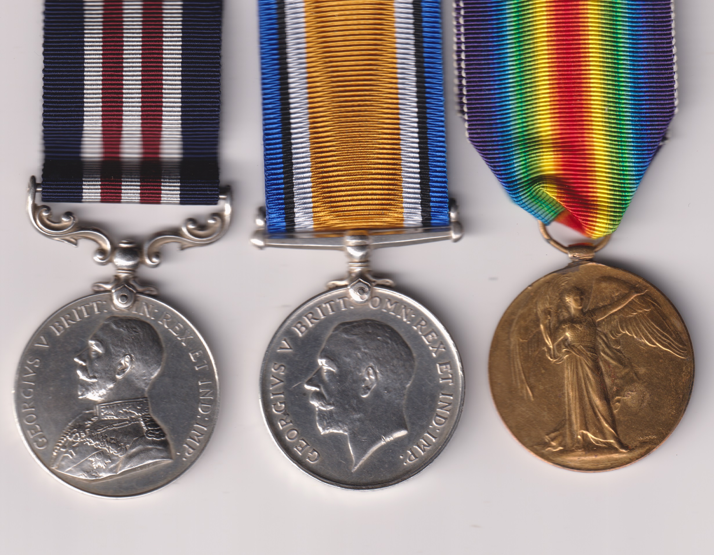 Military Medal, G.V.R,(1388 Pte. S.G. Watson 8/York R) British War Medal, Victory Medal(13388 Pte. S.G. Watson York R)13388 Private S.G. Watson 8th Yorkshire Regiment. EF