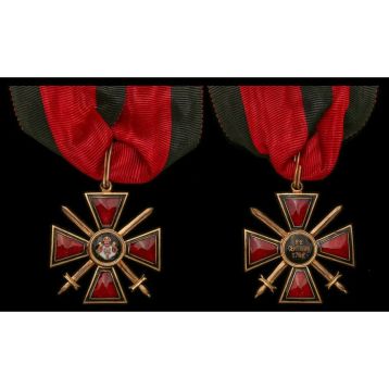 Russia, Imperial, Order of St Vladimir, breast Badge with Swords, 35mm, silver-gilt and enamel, post 1917 manufacture probably European. VF/EF