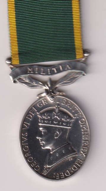 Efficiency Medal 1930, George VI issue 'Fid Def', bar Militia. Type 2. Scarcer legend. 3386591 Private J.A. Guthrie Green Howards.  EF
