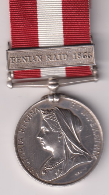 Canada General Service Medal 1866-1870, 1 clasp Fenian Raid 1866.  VF