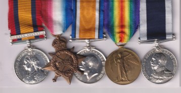 Queen's South Africa 1899-1902, 1 clasp, Cape Colony (E. J. Harris, A.B., H.M.S. Doris); 1914-15 Star (190741 E. J. Harris, Act. C.P.O., R.N.); British War and Victory Medals (190741 E. J. Harris, C.P.O., R.N.); Royal Navy Long Service and Good Conduct Medal, George V, 1st type Admirals bust, 1911-1930 (190741 E. J. Harris, P.O., H.M.S. Hood), Chief Petty Officer E. J. Harris, Royal Navy H.M.S. Doris/H.M.S. Hood.  VF/GVF