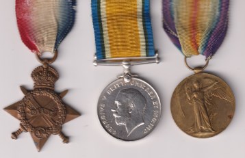 1914-15 Star, (15593 Pte. A. Livingstone York R.) British War Medal, Victory Medal (120056 Pte 2 A. Livingstone R.A.F.) 15593/120056 Private 2 A. Livingstone Yorkshire Regiment/Royal Air Force.  VF
